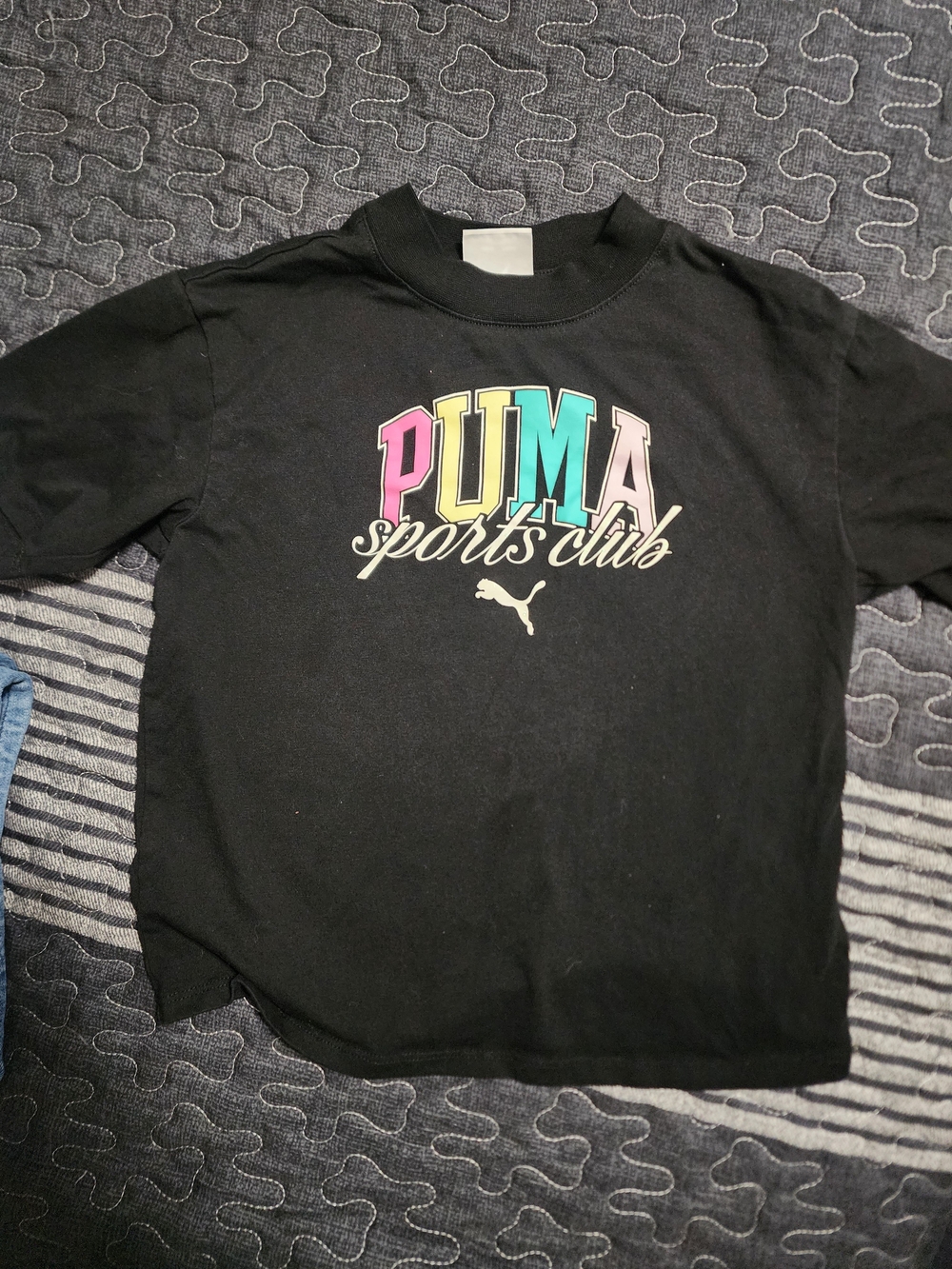 Puma Black Tee with Multicolor 'PUMA Sports Club' Logo